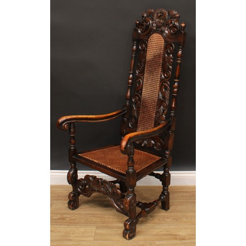 1119 - A set of eight William and Mary Revival Baroque design dining chairs, reputedly purchased from Liber... 