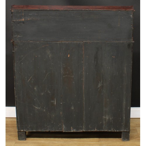 1440 - A Regency rosewood and brass marquetry secretaire chiffonier, shaped superstructure with shallow she... 