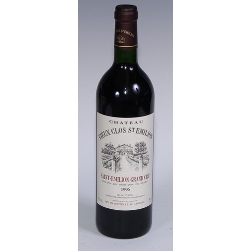 854 - Wine - four bottles, Saint Emilion Grand Cru 1996, Chateau Vieux Clos St Emilion, 12.5% vol, 750ml (... 