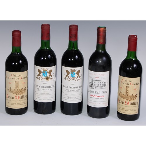 855 - Wine - Margaux, Chateau Haut-Tayac Cru Bourgeois 1990, 12% vol, 75cl; Chateau La Tour de Grenet Luss... 