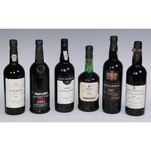 852 - Vintage Port - Sandeman LBV 1976; Smith Woodhouse 1994; Taylor's LBV 1997 & 1981; Churchill's Quinta... 