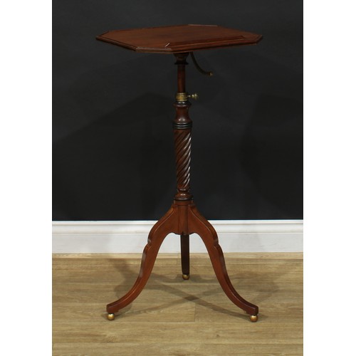 1420 - A Regency mahogany adjustable music or reading table, chamfered rectangular top with reading ledge, ... 