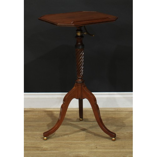 1420 - A Regency mahogany adjustable music or reading table, chamfered rectangular top with reading ledge, ... 