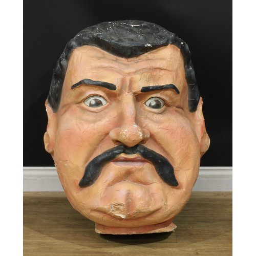 1288 - A large mid-20th century French papier-mâché carnival head, 90cm high