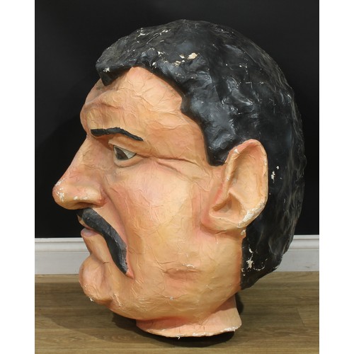 1288 - A large mid-20th century French papier-mâché carnival head, 90cm high