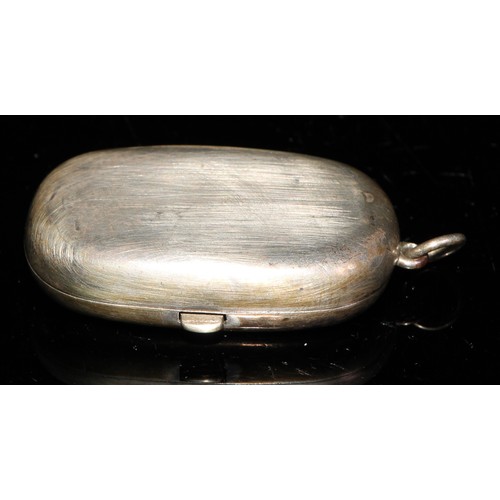 824 - A Victorian silver rounded rectangular double sovereign case, hinged cover, pair of engine turned ci... 