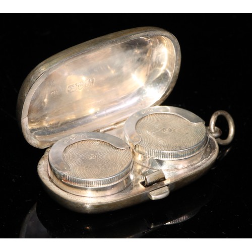 824 - A Victorian silver rounded rectangular double sovereign case, hinged cover, pair of engine turned ci... 