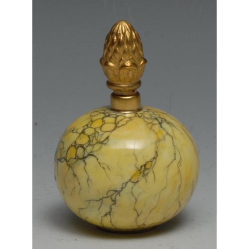 494 - A Lynton globular scent bottle, painted by Stefan Nowacki, monogrammed, with a maritime scene, withi... 