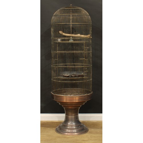 1448 - A substantial German brass birdcage or aviary, EZ Dieter Winkle Goeppingen, waisted stand, 190cm hig... 