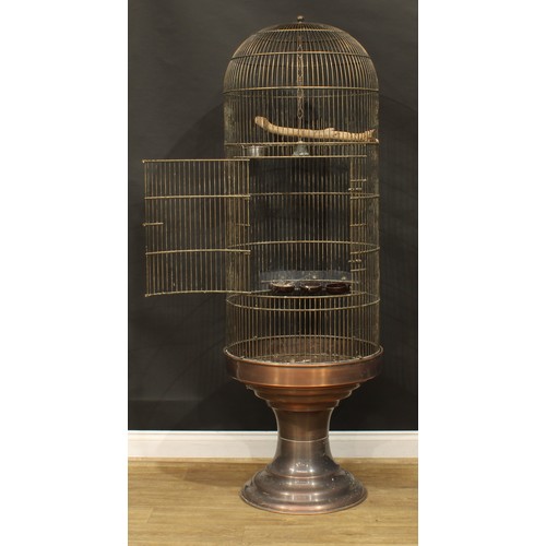 1448 - A substantial German brass birdcage or aviary, EZ Dieter Winkle Goeppingen, waisted stand, 190cm hig... 