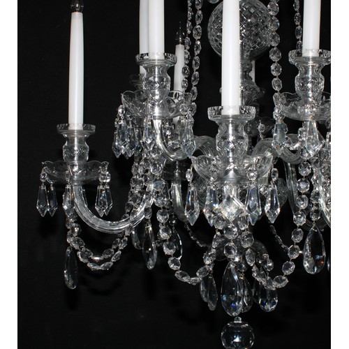 1305 - A pair of Impex lead crystal glass ten-light electroliers or chandeliers,