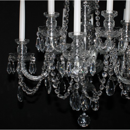 1305 - A pair of Impex lead crystal glass ten-light electroliers or chandeliers,