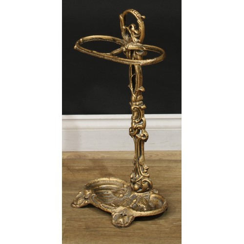 1443 - A Rococo Revival cast iron walking stick or umbrella stand, 58cm high, 31cm wide