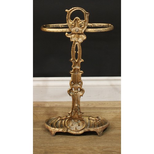 1443 - A Rococo Revival cast iron walking stick or umbrella stand, 58cm high, 31cm wide