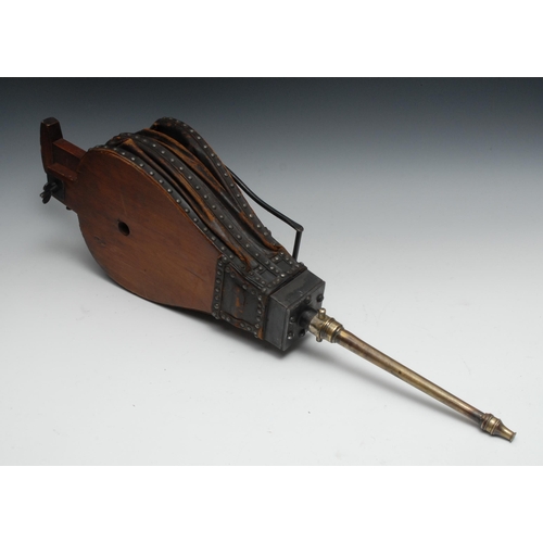 1189 - A pair of large 19th century country house fire bellows, brass spout, iron fittings, 84cm long