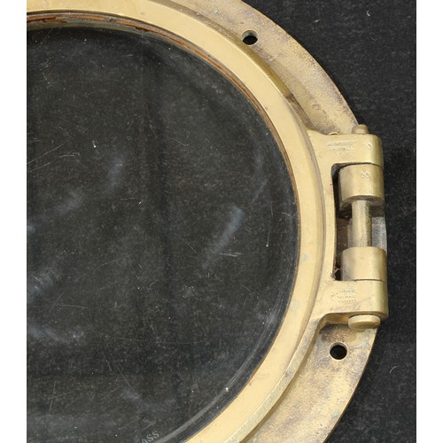 1465 - Nautical Salvage - a brass porthole, by J&J Woods Ltd, Rainhill, 55cm diameter overall, the window a... 