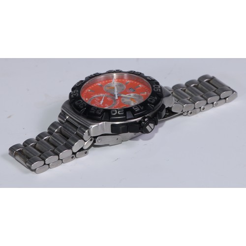 333 - A Tag Heuer Formula 1 Lewis Hamilton stainless steel wristwatch, orange dial, stainless steel bracel... 