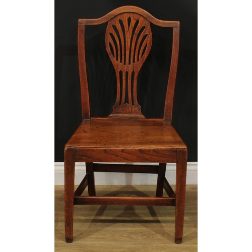 1278 - A harlequin set of six 19th century vernacular elm dining chairs, 95.5cm high, 50.5cm wide, the seat... 