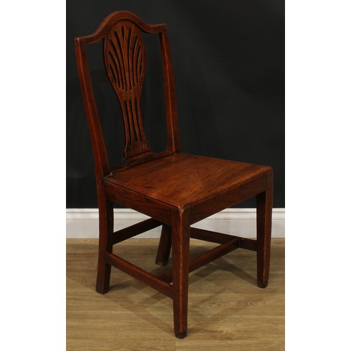 1278 - A harlequin set of six 19th century vernacular elm dining chairs, 95.5cm high, 50.5cm wide, the seat... 