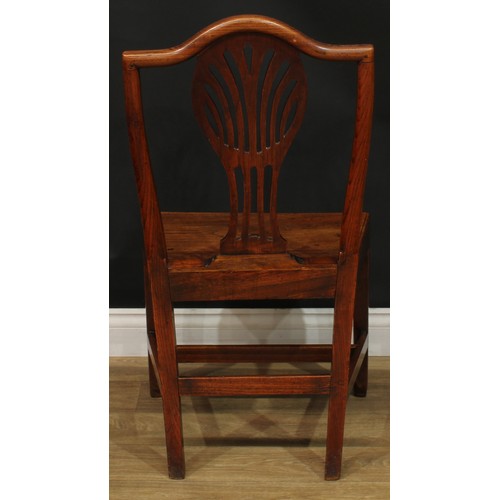 1278 - A harlequin set of six 19th century vernacular elm dining chairs, 95.5cm high, 50.5cm wide, the seat... 