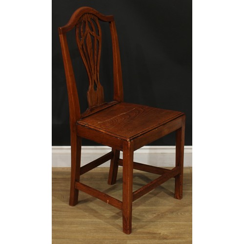 1278 - A harlequin set of six 19th century vernacular elm dining chairs, 95.5cm high, 50.5cm wide, the seat... 