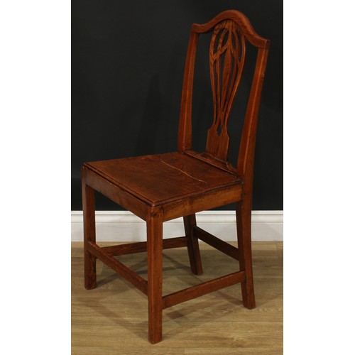 1278 - A harlequin set of six 19th century vernacular elm dining chairs, 95.5cm high, 50.5cm wide, the seat... 