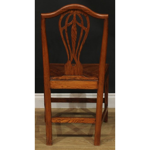 1278 - A harlequin set of six 19th century vernacular elm dining chairs, 95.5cm high, 50.5cm wide, the seat... 