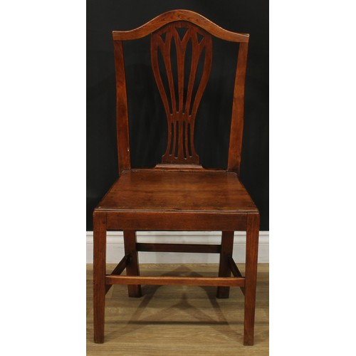 1278 - A harlequin set of six 19th century vernacular elm dining chairs, 95.5cm high, 50.5cm wide, the seat... 