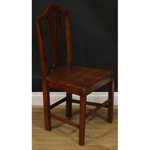 1278 - A harlequin set of six 19th century vernacular elm dining chairs, 95.5cm high, 50.5cm wide, the seat... 