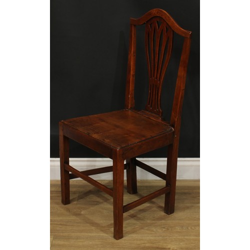 1278 - A harlequin set of six 19th century vernacular elm dining chairs, 95.5cm high, 50.5cm wide, the seat... 