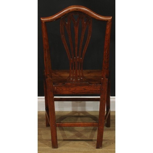 1278 - A harlequin set of six 19th century vernacular elm dining chairs, 95.5cm high, 50.5cm wide, the seat... 