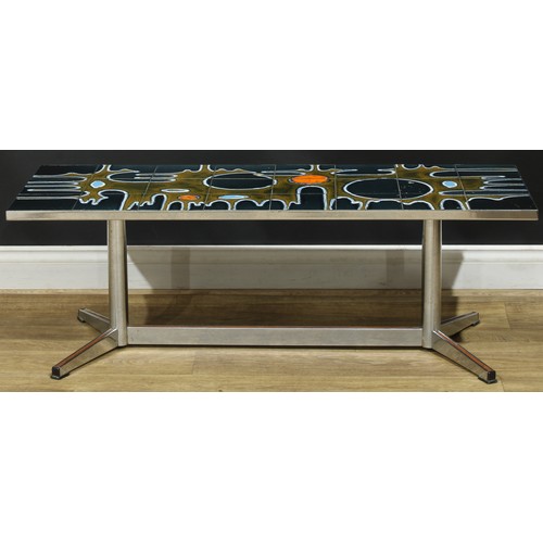 1625 - Mid-century Design - a retro Belgian tile-top coffee table, by Juliette Belarti for Belarti, chrome ... 