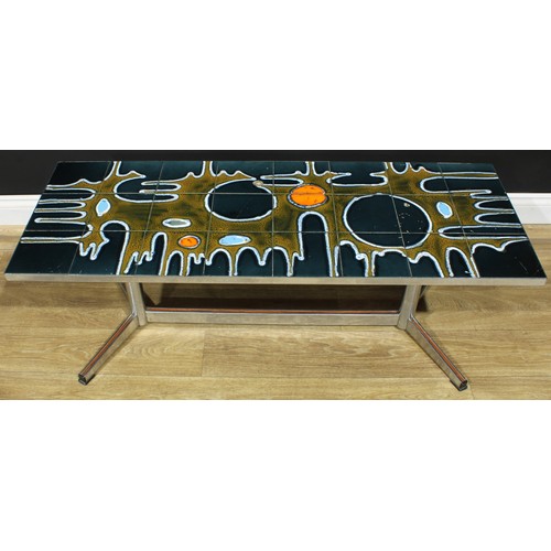 1625 - Mid-century Design - a retro Belgian tile-top coffee table, by Juliette Belarti for Belarti, chrome ... 