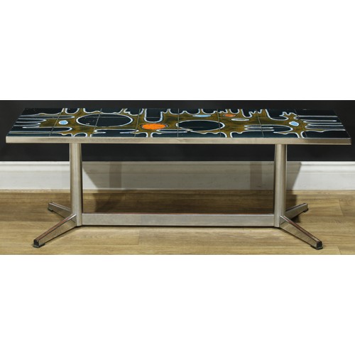 1625 - Mid-century Design - a retro Belgian tile-top coffee table, by Juliette Belarti for Belarti, chrome ... 