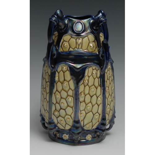 389 - A Zsolnay Art Nouveau eosine glaze vase, 21.5cm high, unmarked, early 20th century