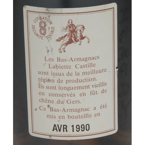 849 - Brandy, Bas Armagnac, Labiette Castille, 1930, 40% vol, 70cl, bottled April 1990, level at base of n... 