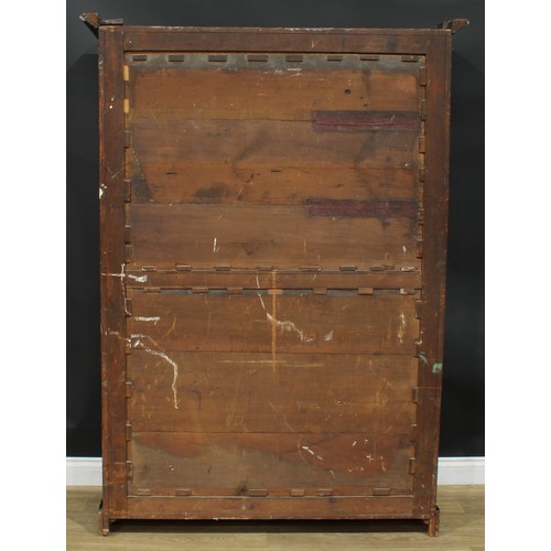 1239 - A George III mahogany wardrobe, possibly Channel Islands, moulded cornice above a pair of panel door... 