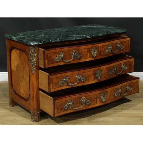 1344 - A Louis XV Revival French Régence style serpentine commode, serpentinite breccia verde antico marble... 