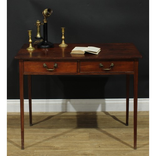 1229 - A George III mahogany side table, oversailing rectangular top above a pair of cockbeaded frieze draw... 