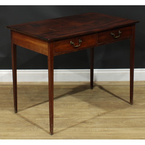 1229 - A George III mahogany side table, oversailing rectangular top above a pair of cockbeaded frieze draw... 