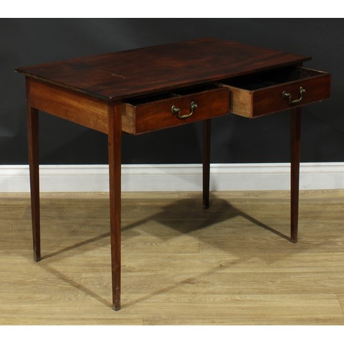 1229 - A George III mahogany side table, oversailing rectangular top above a pair of cockbeaded frieze draw... 