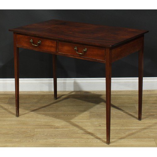 1229 - A George III mahogany side table, oversailing rectangular top above a pair of cockbeaded frieze draw... 