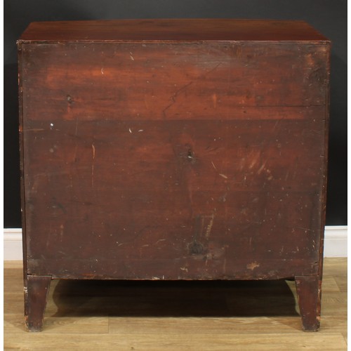 1422 - A Regency mahogany bowfront chest, slightly oversailing top with reeded edge above four long graduat... 