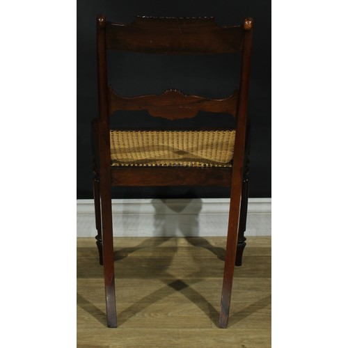 1127 - A set of six Post-Regency George IV rosewood bar-back dining chairs, each with a curved gadroon-capp... 