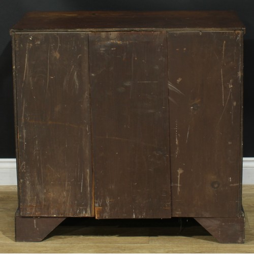 1244 - A George III oak chest, rectangular top with reeded edge above two short and three long graduated dr... 