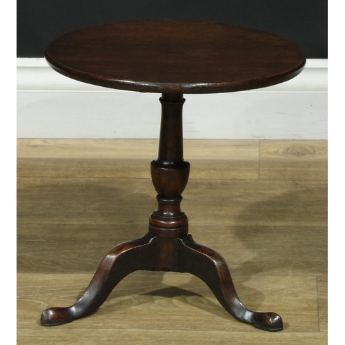 1627 - Miniature Furniture - a 19th century oak tripod occasional table, one-piece circular tilting top, tu... 