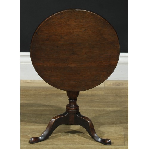 1627 - Miniature Furniture - a 19th century oak tripod occasional table, one-piece circular tilting top, tu... 