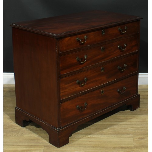 1109 - A George III mahogany chest, rectangular top with moulded edge above four long graduated cockbeaded ... 