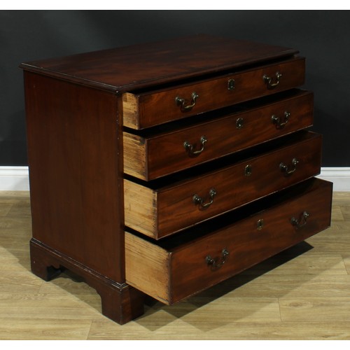 1109 - A George III mahogany chest, rectangular top with moulded edge above four long graduated cockbeaded ... 