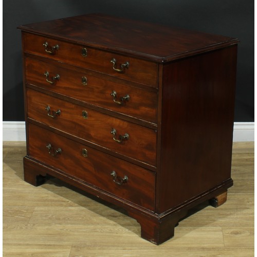 1109 - A George III mahogany chest, rectangular top with moulded edge above four long graduated cockbeaded ... 